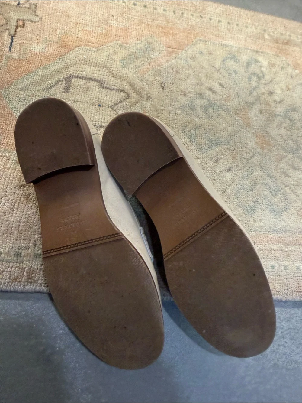 Sézane Two-Tone Cream and White Leather Penny Loafers